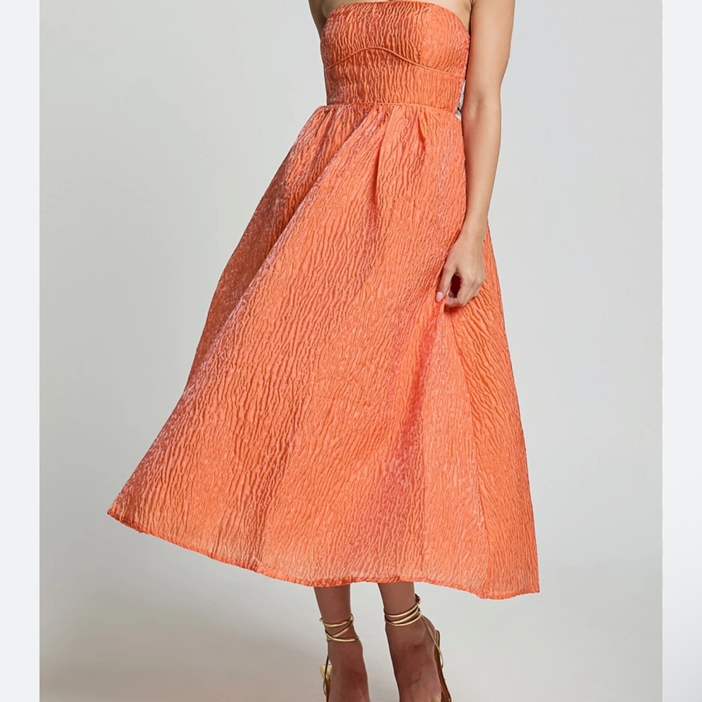 Showpo Orange Strapless Midi Dress